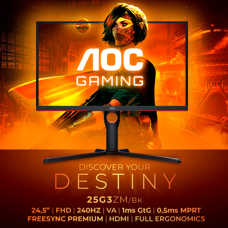 AGON by AOC:  Νέα esports οθόνη 24,5″, με ζωντανή εικόνα, υψηλή αντίθεση και 240 Hz